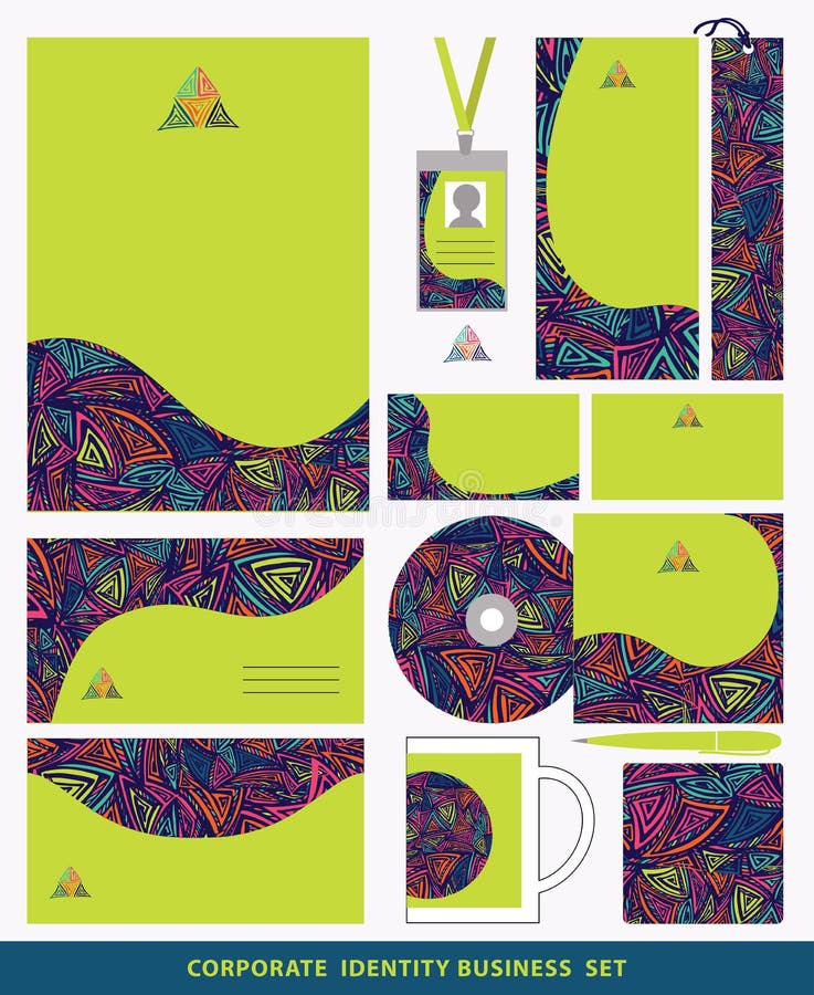 Collectief identiteits bedrijfs vastgesteld ontwerp Abstract driehoekengeklets royalty-vrije illustratie Collectief identiteits bedrijfs vastgesteld ontwerp Abstract driehoekengeklets royalty-vrije illustratie