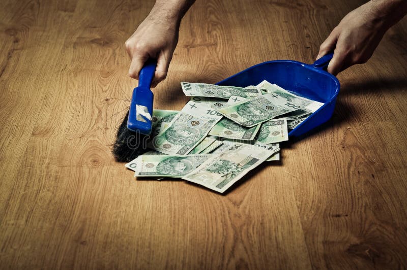 Collecting Money From The Floor Stock Photo Image 44942914