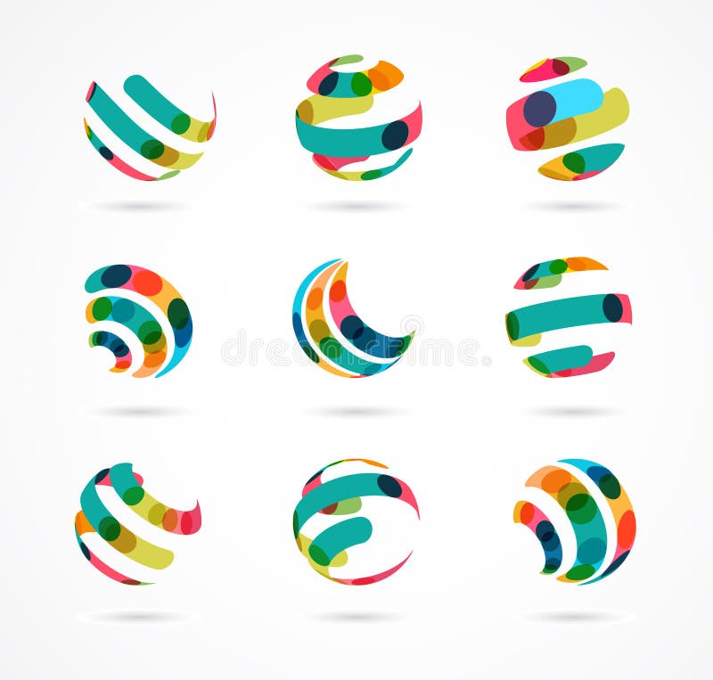 Collection of abstract colorful business icons royalty free illustration