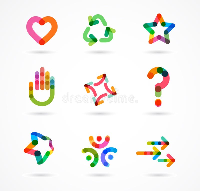 Collection of abstract colorful business icons royalty free illustration