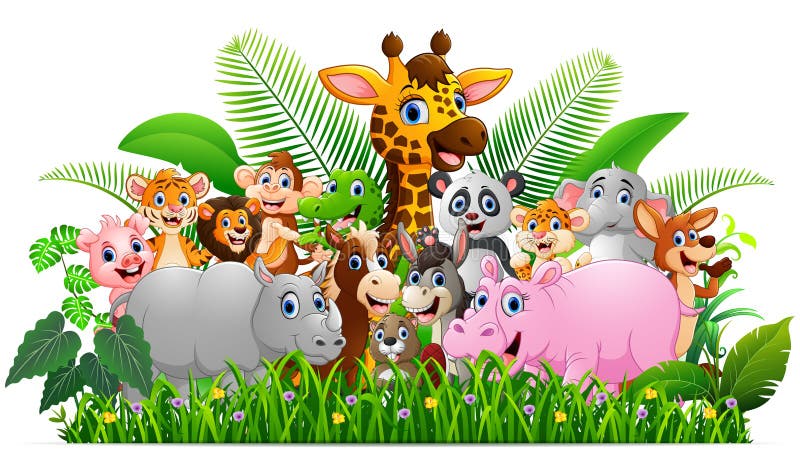 Collection Animal Safari in the Jungle Stock Vector - Illustration of forest,  happy: 71340683
