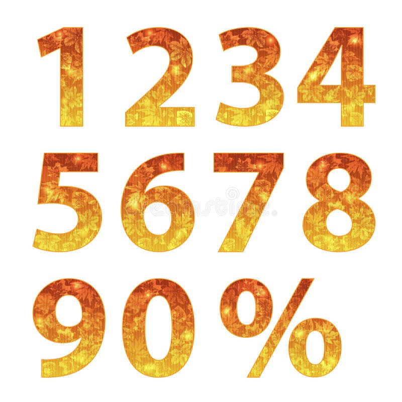 Collection of autumn numbers royalty free illustration