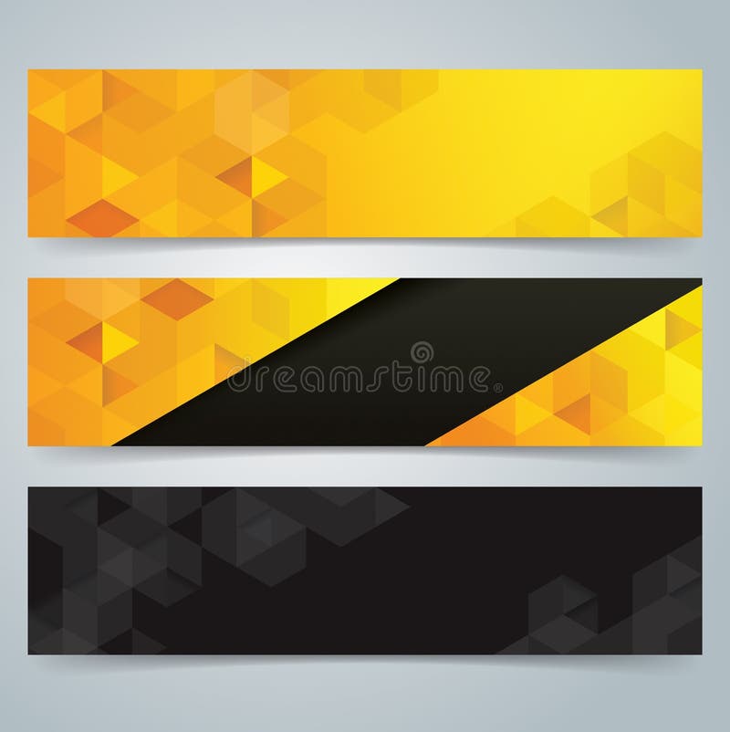 Collection Banner Design, Yellow And Black Background. Stock Vector