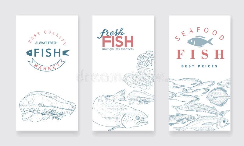 A Collection of Banners To Advertise a Fish Shop or Seafood Market ...