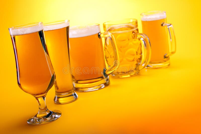 Cool beer mugs. stock photo. Image of black, group, golden 16723954