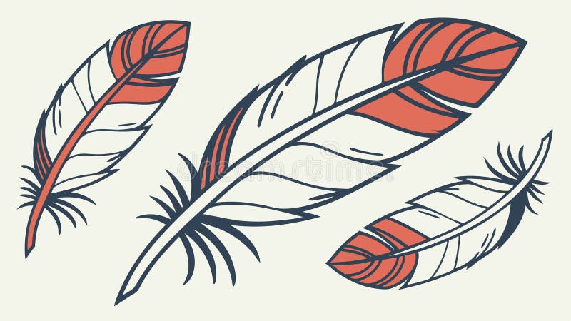 Collection of Bird Feathers, vector design Generative AI stock illustration