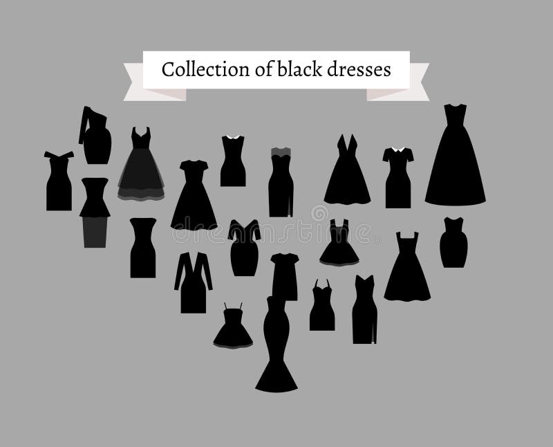 Fashion Little Black Dresses. Big Collection of 100 Evening Gowns. One Hundred Cocktail Woman