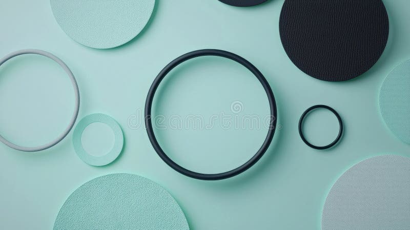 A collection of black and light blue circles and ovals arranged in a circular pattern. royalty free stock image