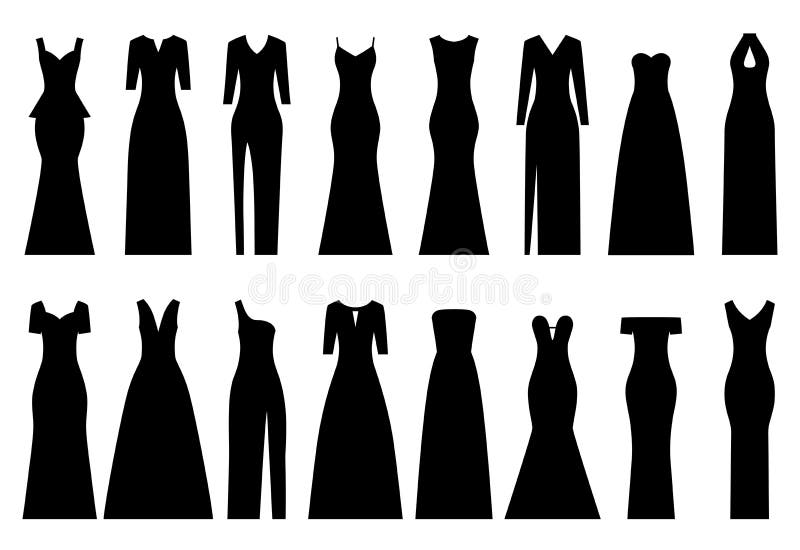 Silhouettes of dresses stock vector. Illustration of drawing - 32709434