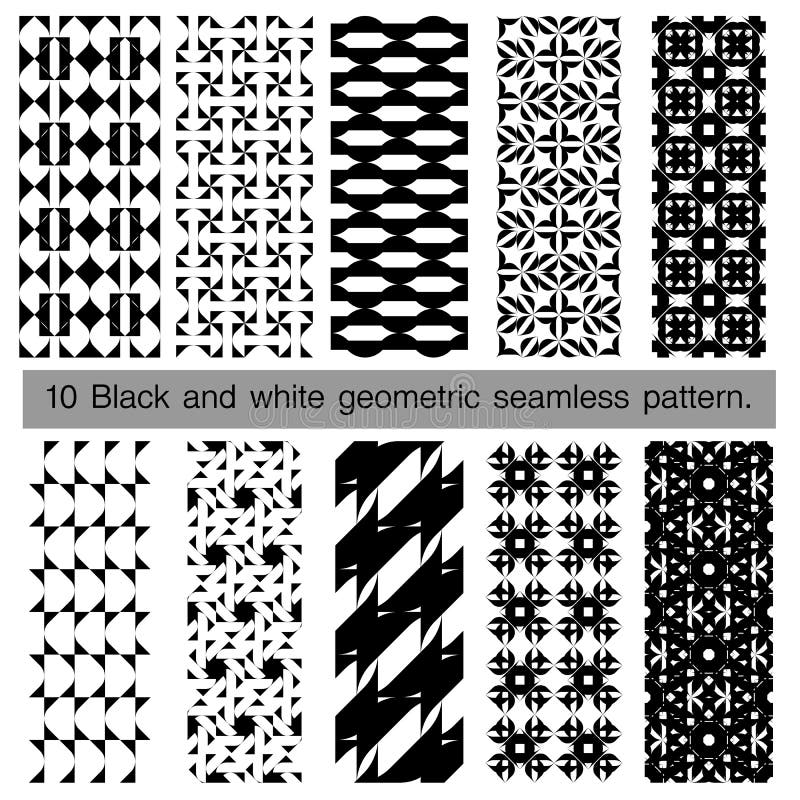 Collection of black and white geometric seamless pattern. royalty free illustration Collection of black and white geometric seamless pattern. royalty free illustration