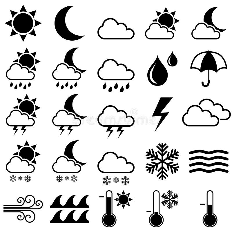 Weather Black and White Icons.