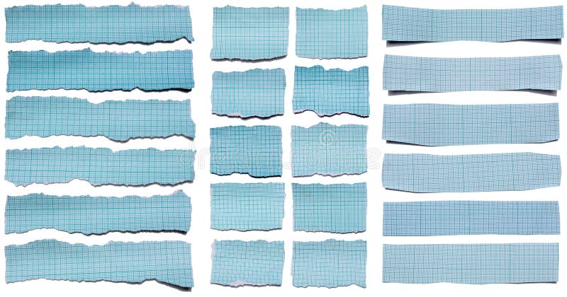 Collection Of Blue Torn Pieces Of Paper royalty free stock photography