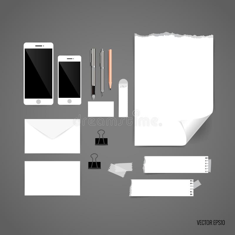 Collection of Business Items, Various Papers, Paper Designs Read Stock