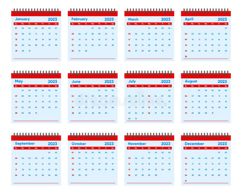 Collection Calendars 2023 Years, Simple Minimal Design. Wall Calendar