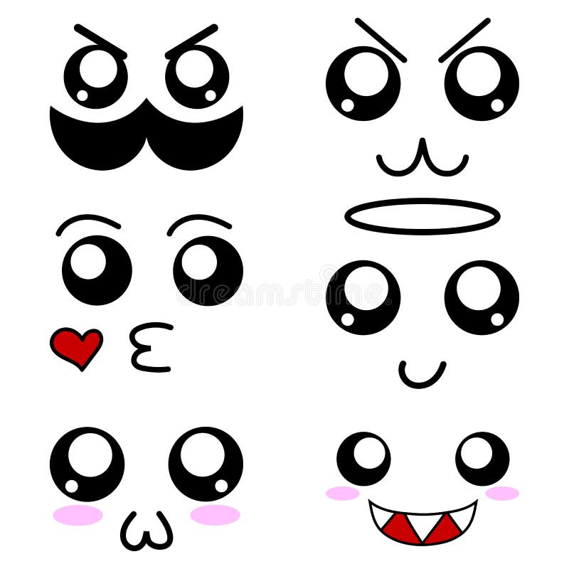 Collection of Cartoon Faces Expressions. Emoticons in Anime Style. Vector Illustration of Emotions for Your Design, Game, Card. Stock Vector - Illustration of group, funny: 132170584 Collection of Cartoon Faces Expressions. Emoticons in Anime Style. Vector Illustration of Emotions for Your Design, Game, Card. Stock Vector - Illustration of group, funny: 132170584