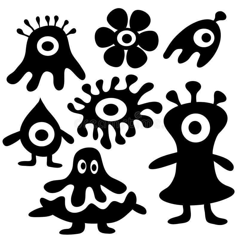 Download Collection Of Cartoon Funny Monsters Silhouettes Stock Vector - Illustration of character ...