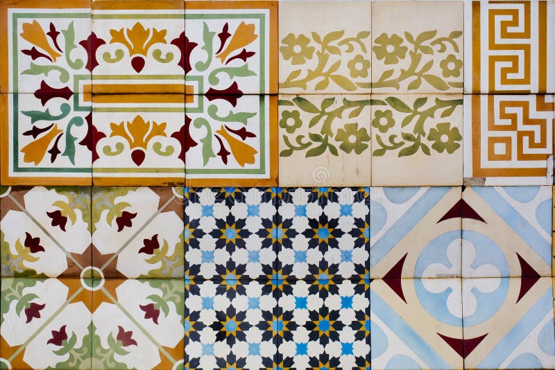 Collection of 9 ceramic tiles stock photo Collection of 9 ceramic tiles stock photo