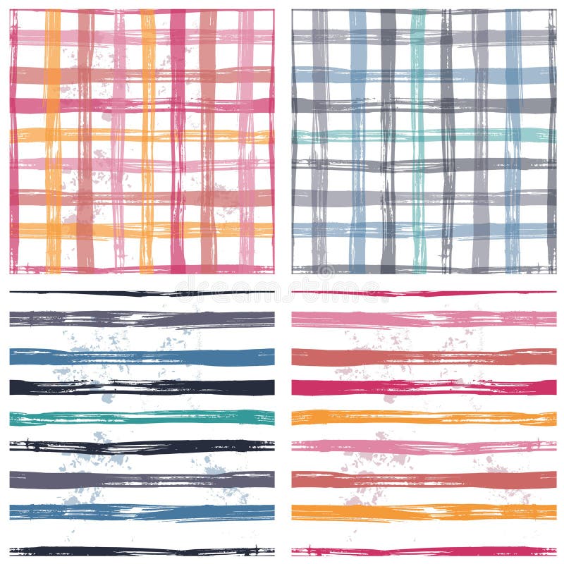 Collection of checkered and striped seamless patterns