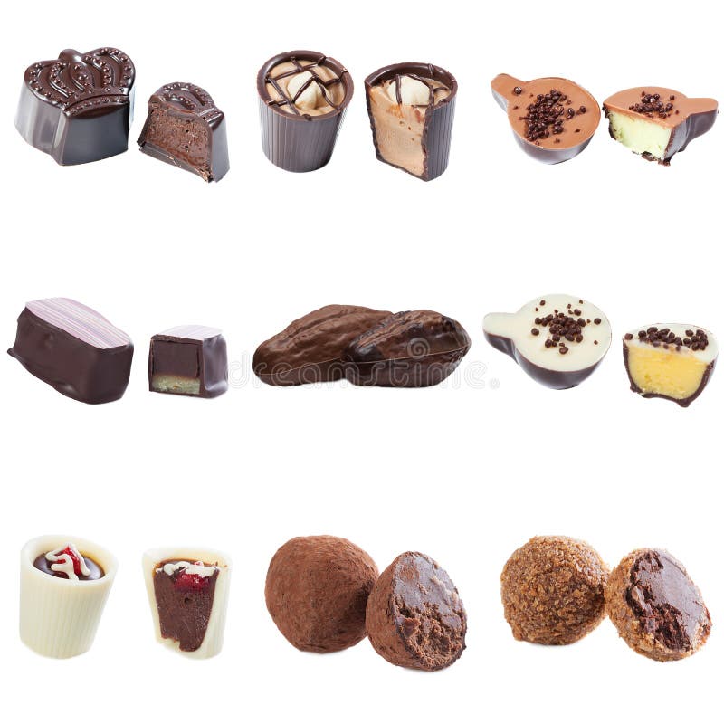 Collection of Chocolate Candy with Cream Filling Stock Photo Image of