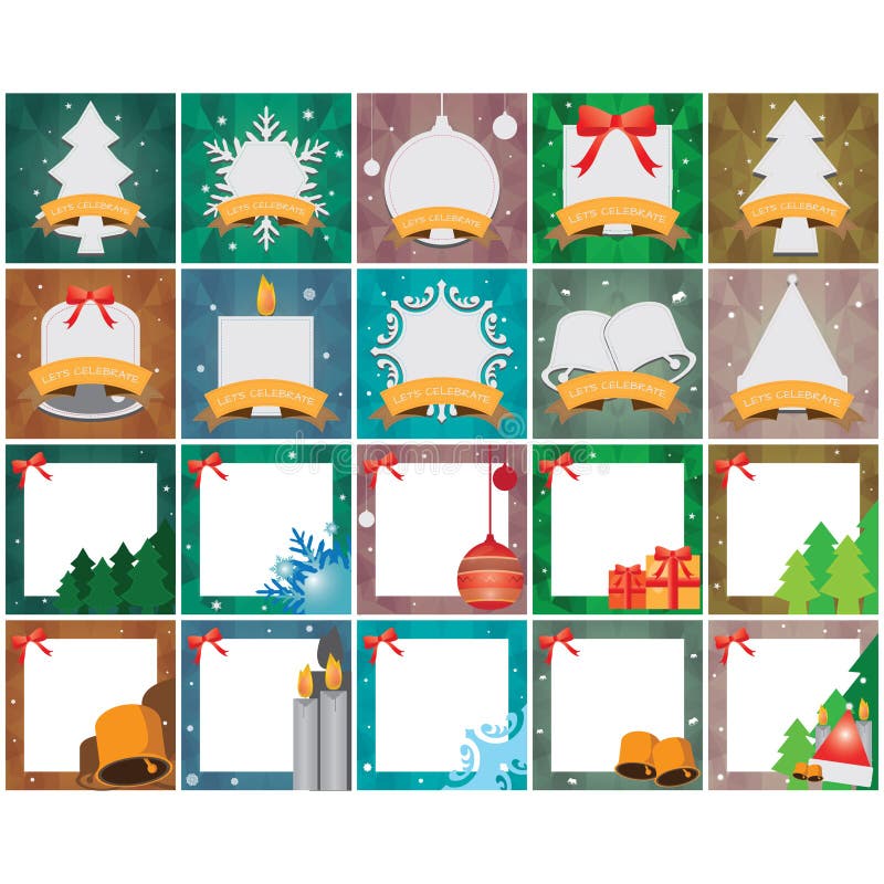 Collection of Christmas Frames. Vector Illustration Decorative