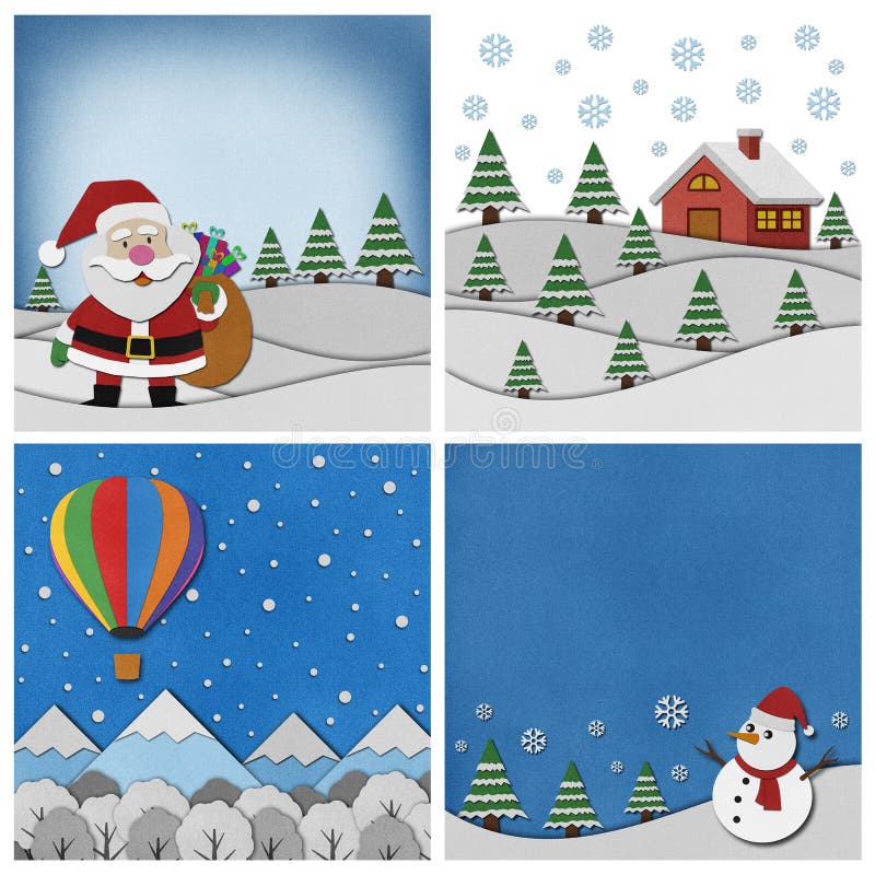 Collection of Christmas papercraft background.