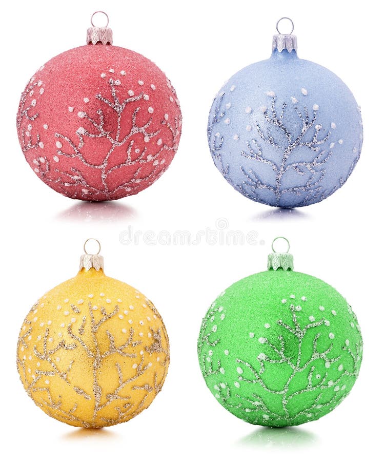Collection Of Christmas Tree Balls Isolated On The White Background
