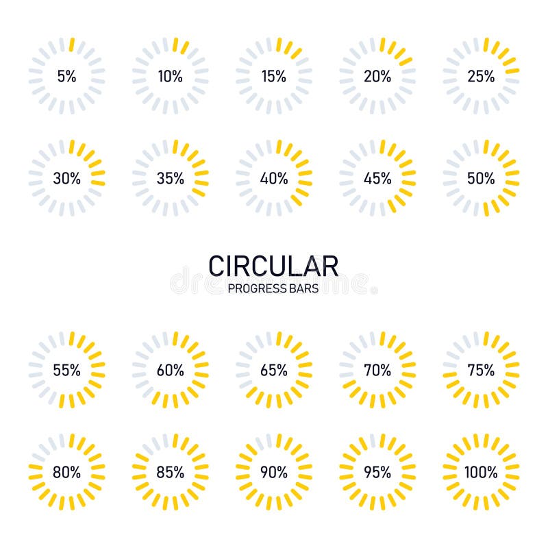 Collection of circular futuristic progress loading bar and buffering royalty free illustration