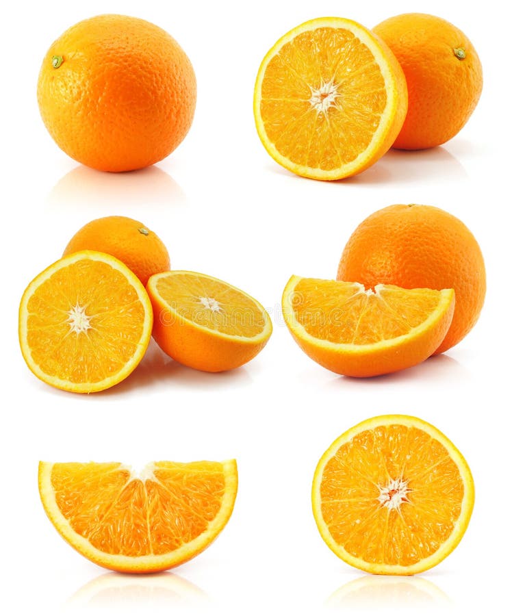 Collection citrus orange fruit isolated on white background