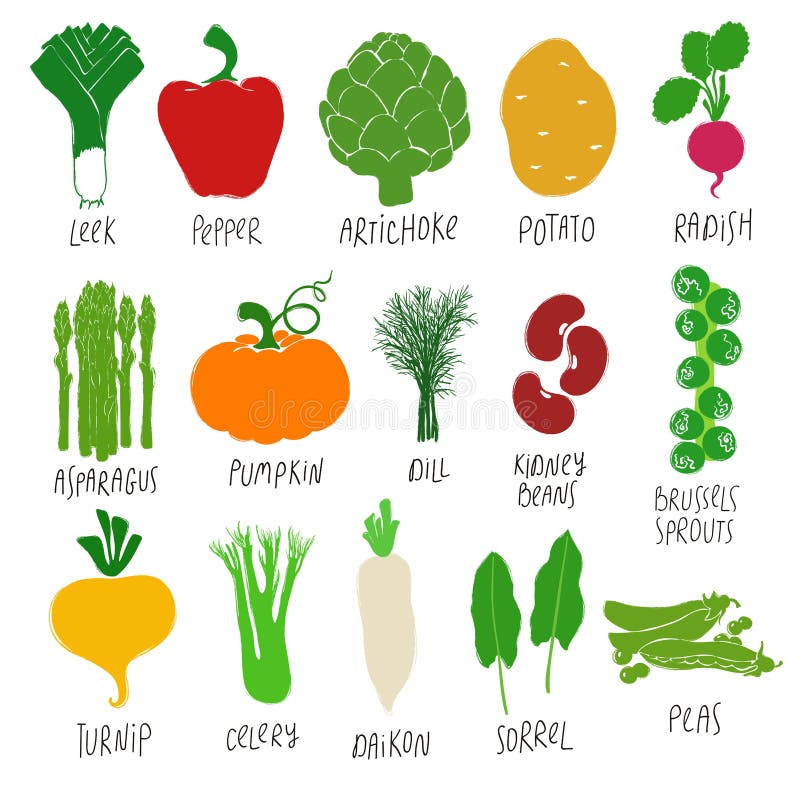 Collection of Colorful Cartoon Vegetables Stock Vector - Illustration of  plant, flat: 151327775
