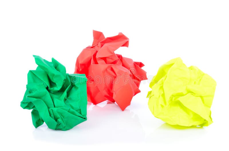Collection of colorful crumpled papers stock photos