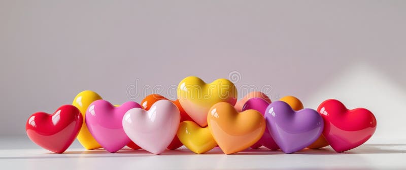 A collection of colorful hearts shown in a tight shot royalty free stock image