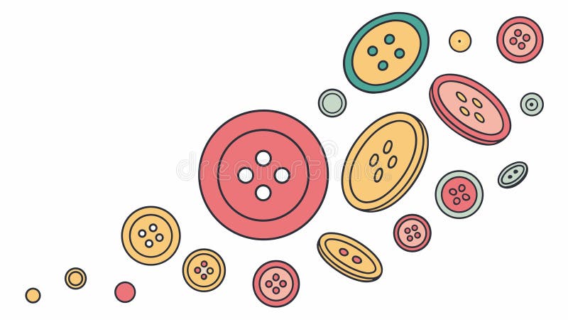 Collection of colorful sewing buttons scattered playfully, vector design Generative AI stock illustration