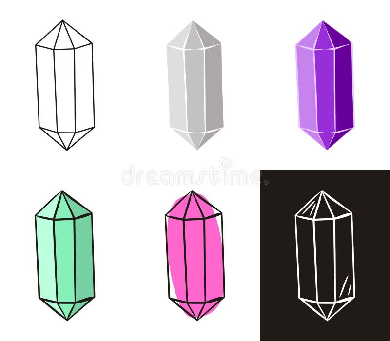 A collection of crystals in different styles royalty free illustration