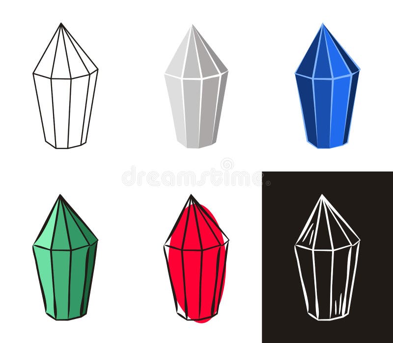 A collection of crystals in different styles vector illustration