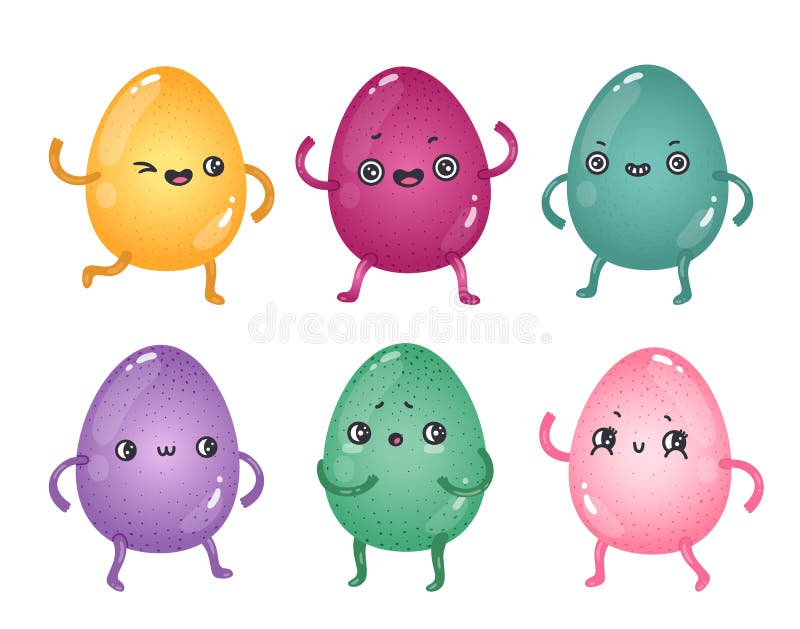 Set of Cute Colorful Easter Eggs Stock Vector - Illustration of boiled, food: 180375373