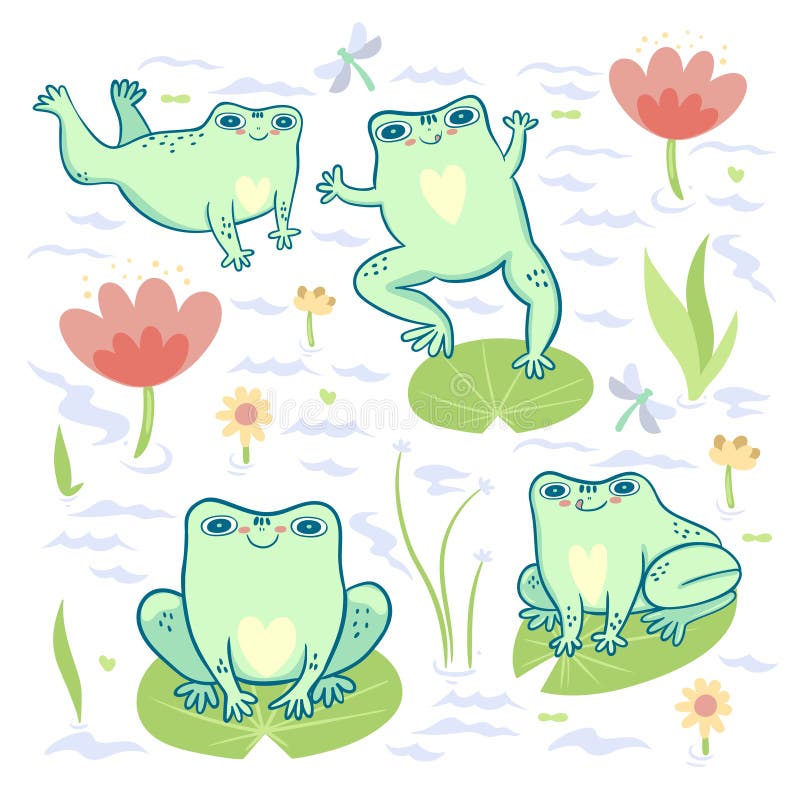 Frogs Collection Isolated White Stock Illustrations 252 Frogs