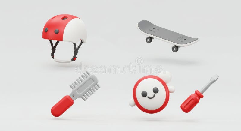 Red and White 3D Objects stock illustration
