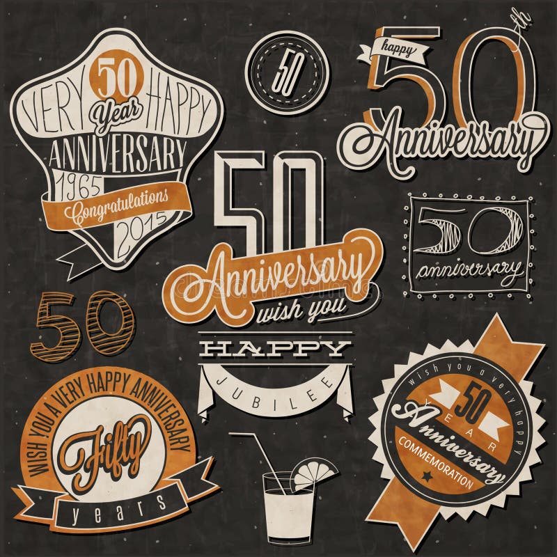 Collection d'anniversaire du style 50 de vintage illustration libre de droits Collection d'anniversaire du style 50 de vintage illustration libre de droits