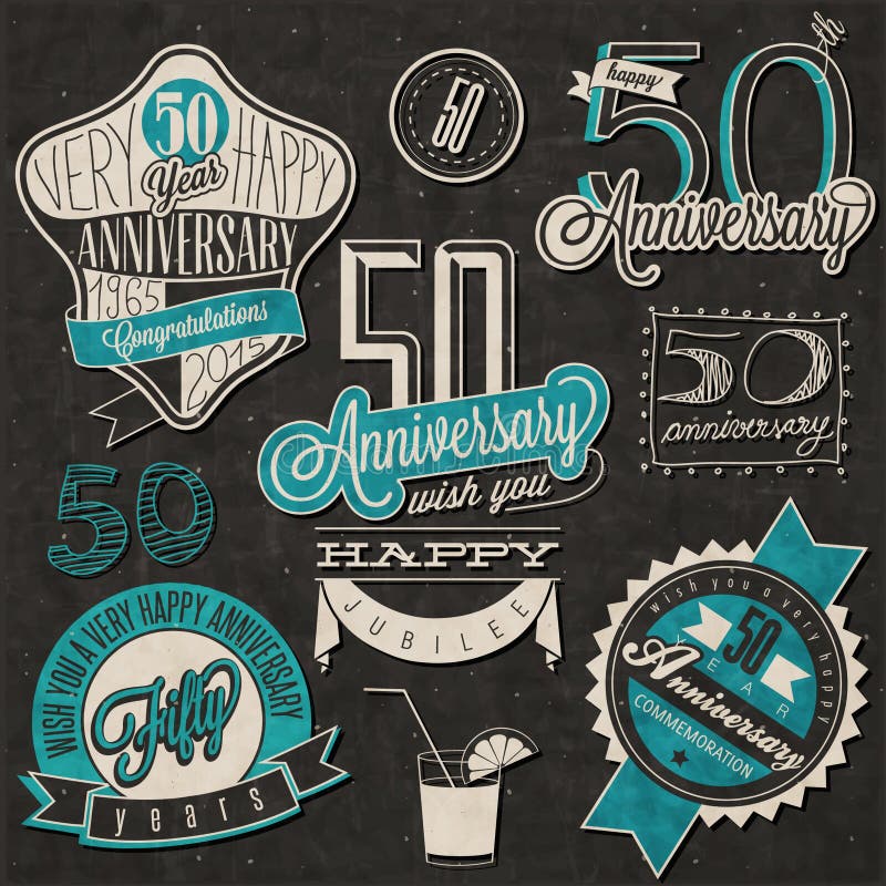 Collection d'anniversaire du style 50 de vintage illustration de vecteur Collection d'anniversaire du style 50 de vintage illustration de vecteur