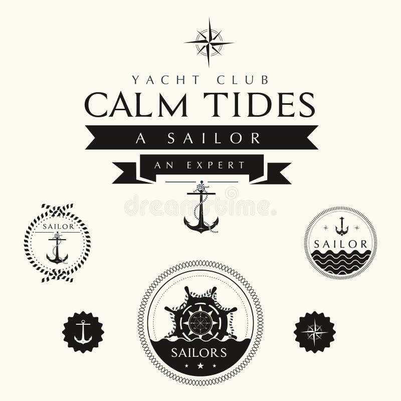 Collection d'insignes et de labels nautiques de vintage illustration de vecteur Collection d'insignes et de labels nautiques de vintage illustration de vecteur