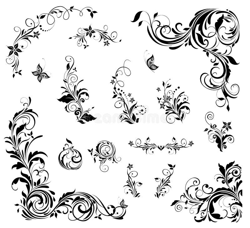 Collection de beau décor floral de cru pour la conception de mariage, titres de livre, carte de voeux, invitations illustration de vecteur Collection de beau décor floral de cru pour la conception de mariage, titres de livre, carte de voeux, invitations illustration de vecteur