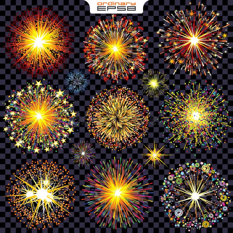 Collection de feux d'artifice d'isolement, étincelles, explosions illustration libre de droits Collection de feux d'artifice d'isolement, étincelles, explosions illustration libre de droits