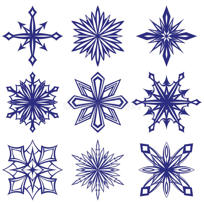 Collection de flocons de neige décoratifs ensemble, hiver, croquis d'illustration de vecteur de gel illustration libre de droits Collection de flocons de neige décoratifs ensemble, hiver, croquis d'illustration de vecteur de gel illustration libre de droits