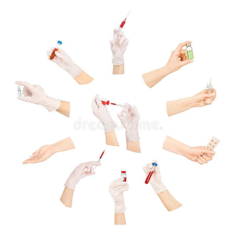 Collection de mains avec les outils médicaux photographie stock libre de droits Collection de mains avec les outils médicaux photographie stock libre de droits