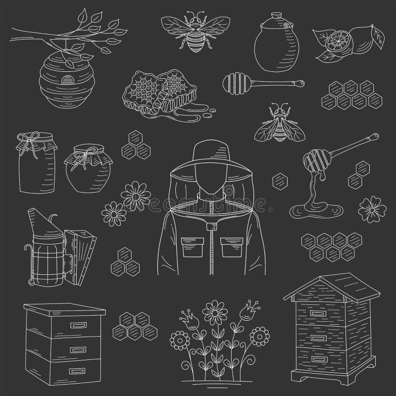 Collection de miel de vecteur avec des éléments de l'apiculture illustration de vecteur Collection de miel de vecteur avec des éléments de l'apiculture illustration de vecteur