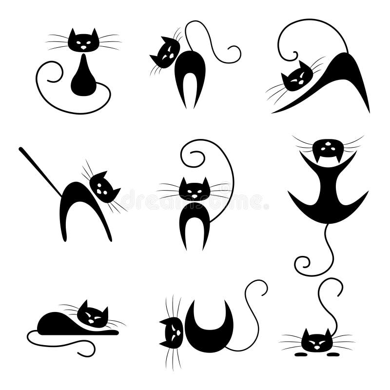 Collection de silhouette de chat noir