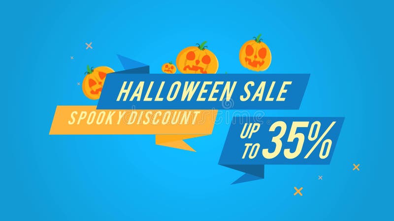 Collection de style fantasmagorique d'animation de la remise 35 de vente de Halloween illustration stock