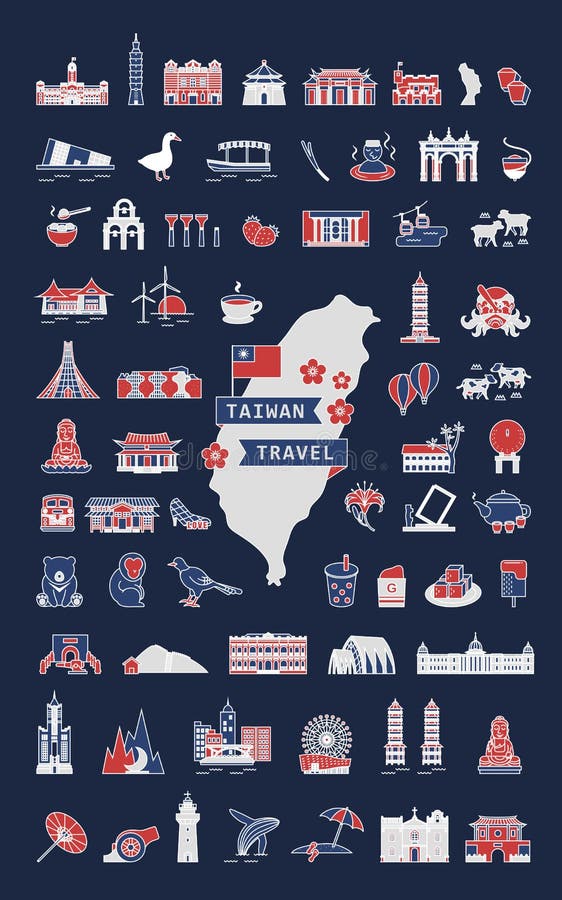 Collection de symbole de voyage de Taïwan illustration libre de droits Collection de symbole de voyage de Taïwan illustration libre de droits