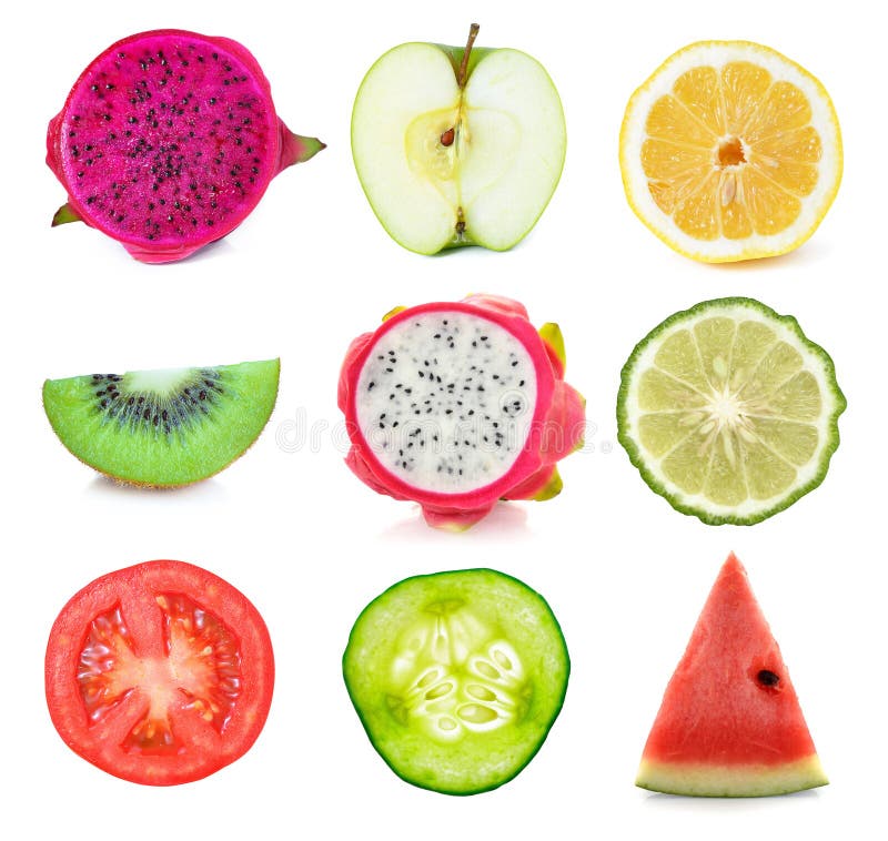 Collection de tranches de fruit frais et de légume image stock Collection de tranches de fruit frais et de légume image stock
