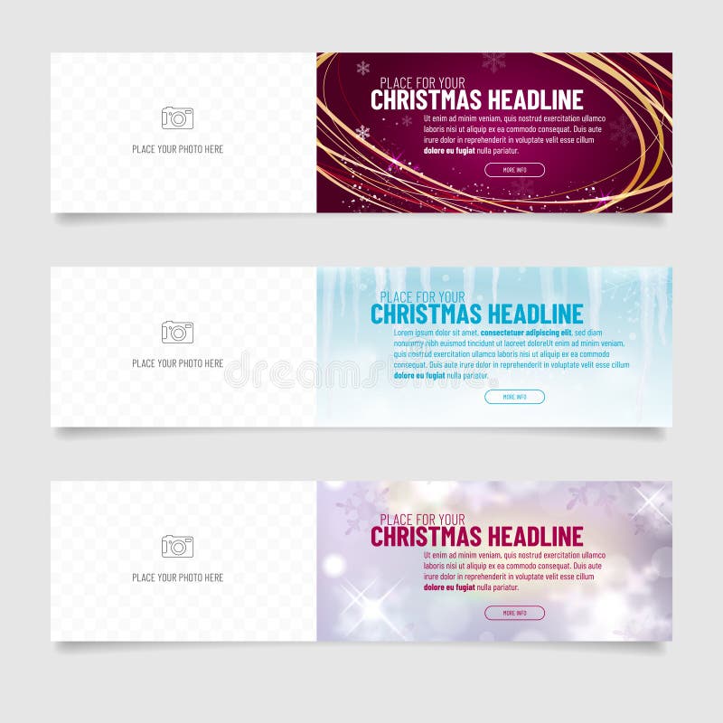 Collection de trois bannières de Web avec le backgrou abstrait de Noël illustration de vecteur Collection de trois bannières de Web avec le backgrou abstrait de Noël illustration de vecteur